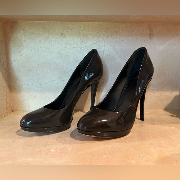 Brian Atwood Dark Grey Patent Leather Heels - Picture 2 of 5